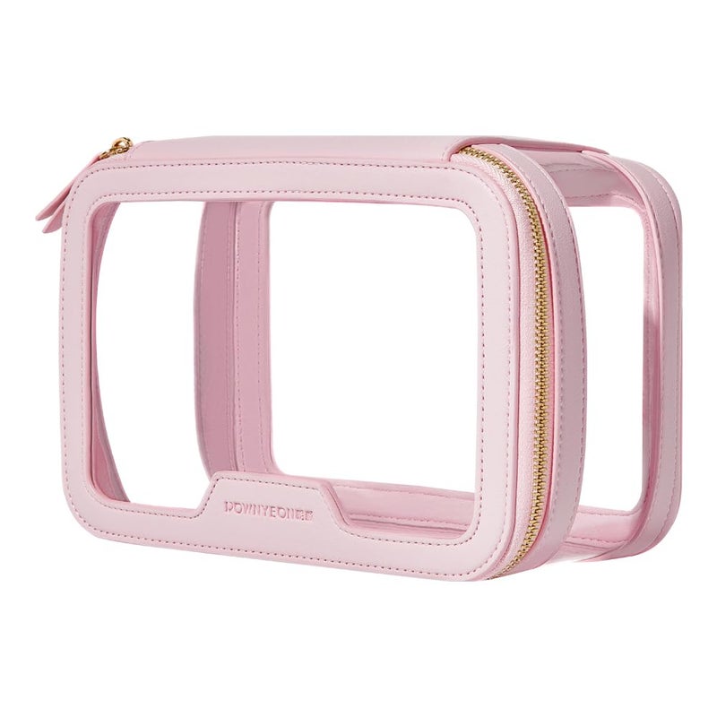 Camdeez Rownyeon Clear Makeup Case Toiletry Bag Multipurpose Travel Makeup Train Case Portable Cosmetic Organizer Transparent Storage Bag Pink - Image 1